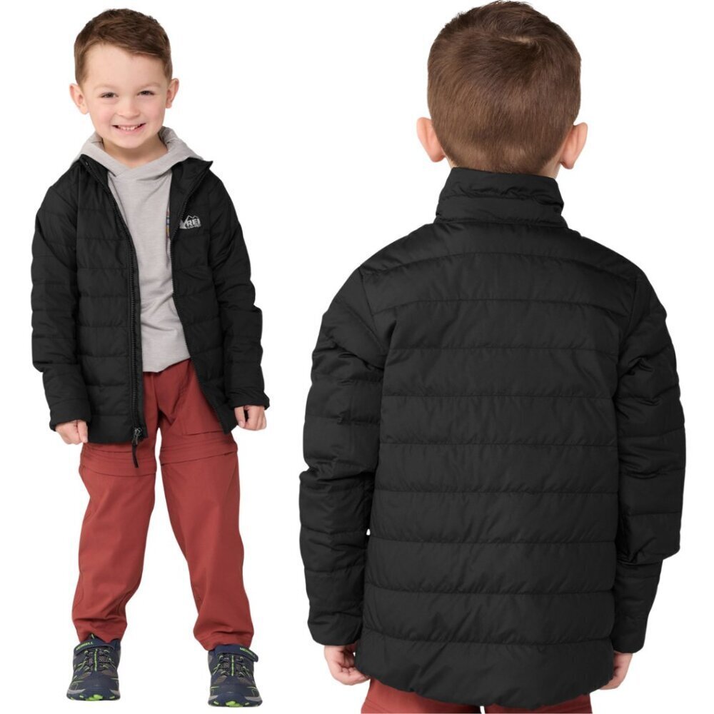 REI Co-Op 650 Down Jacket Kids' Medium 10-12 Black Puffer Quilted Outdoor Warm